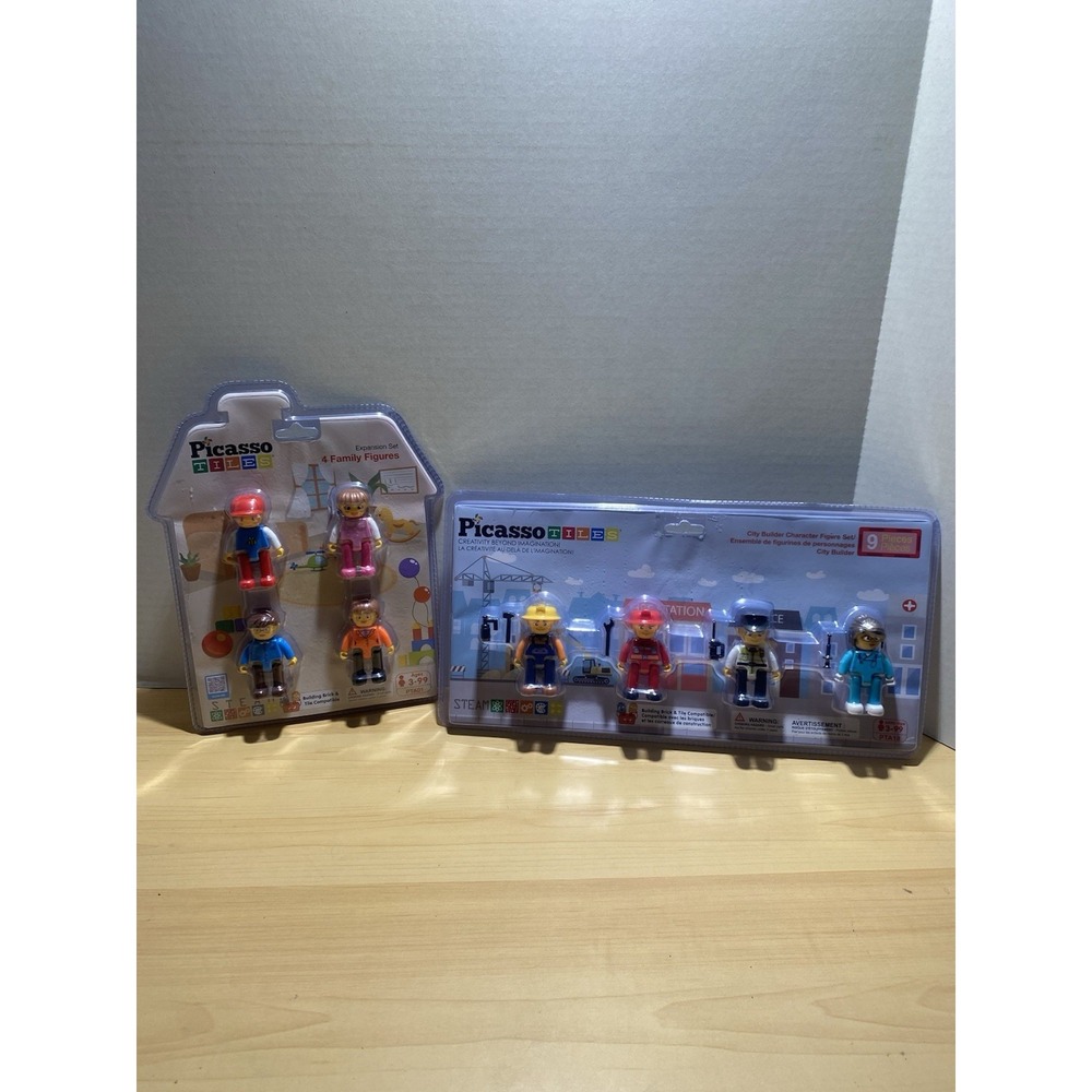 PicassoTiles Toy Figures 4 Pack Multicolored Magnetic Building Blocks (2 Sets)